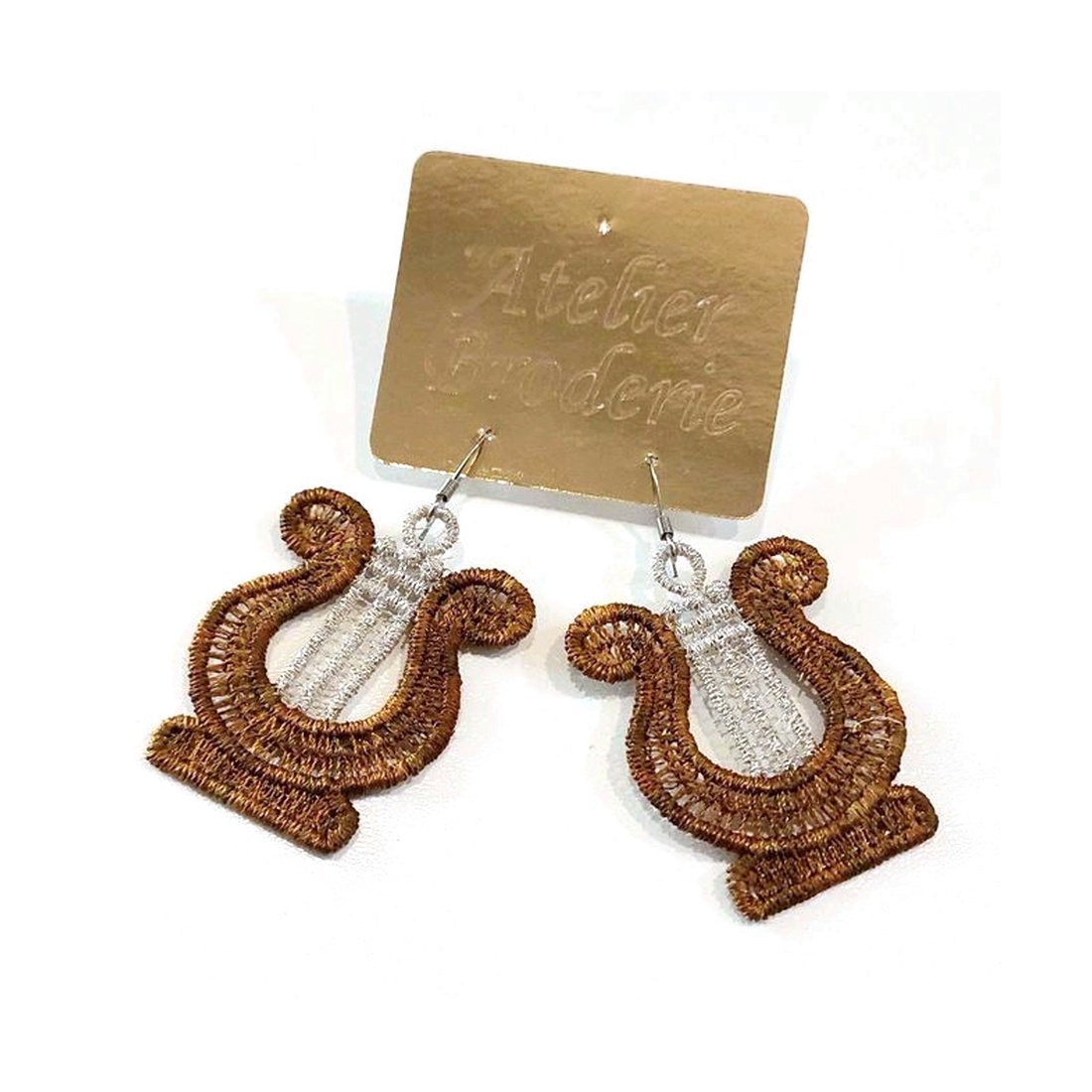 Cercei Lira Brodata  - bijuterii - cercei - cercei brodați - Artynos.ro