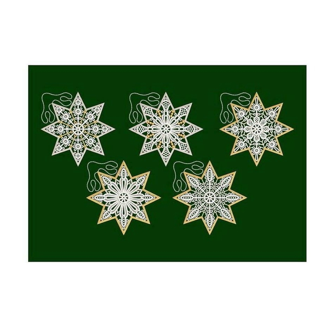 Set Steluțe Brodate suspendabile pentru Brad  - crăciun - cadouri de moș crăciun - cadouri de moș crăciun - Artynos.ro