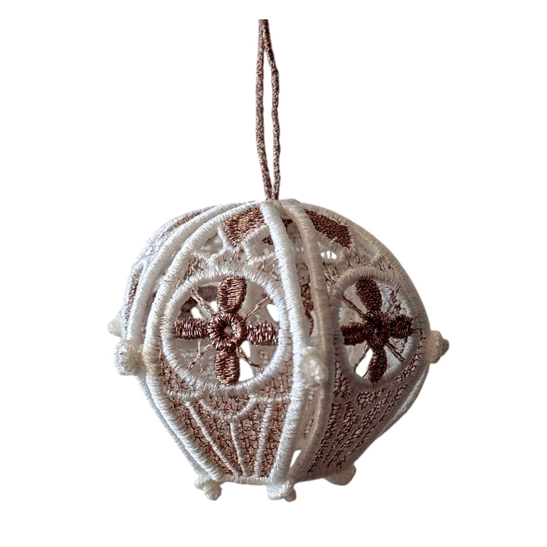 Globulet 3D Alb si Cupru - crăciun - decorațiuni de crăciun de casă - globuri de crăciun - Artynos.ro