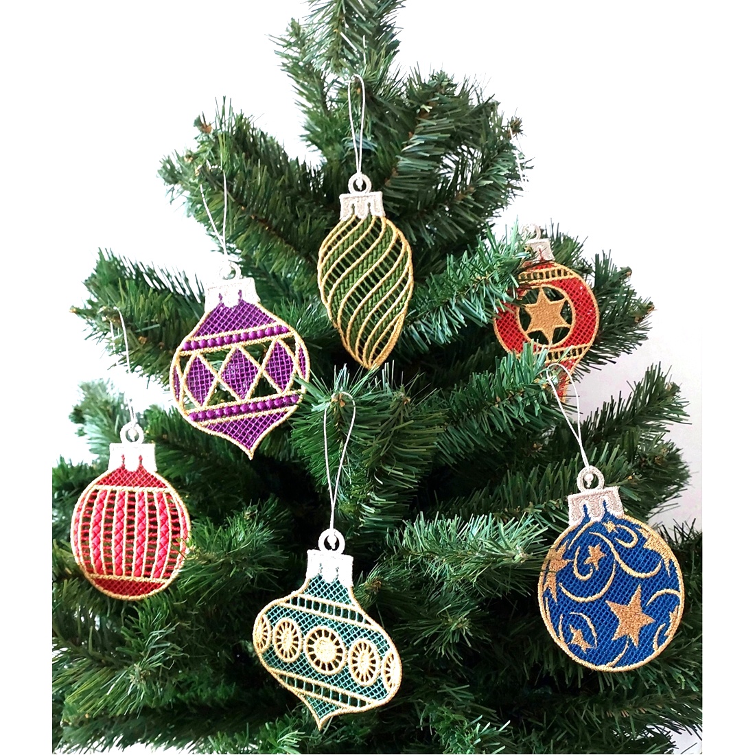 Set Decoratiuni Brodate Globulee 2D pentru Brad - crăciun - decorațiuni de crăciun de casă - globuri de crăciun - Artynos.ro