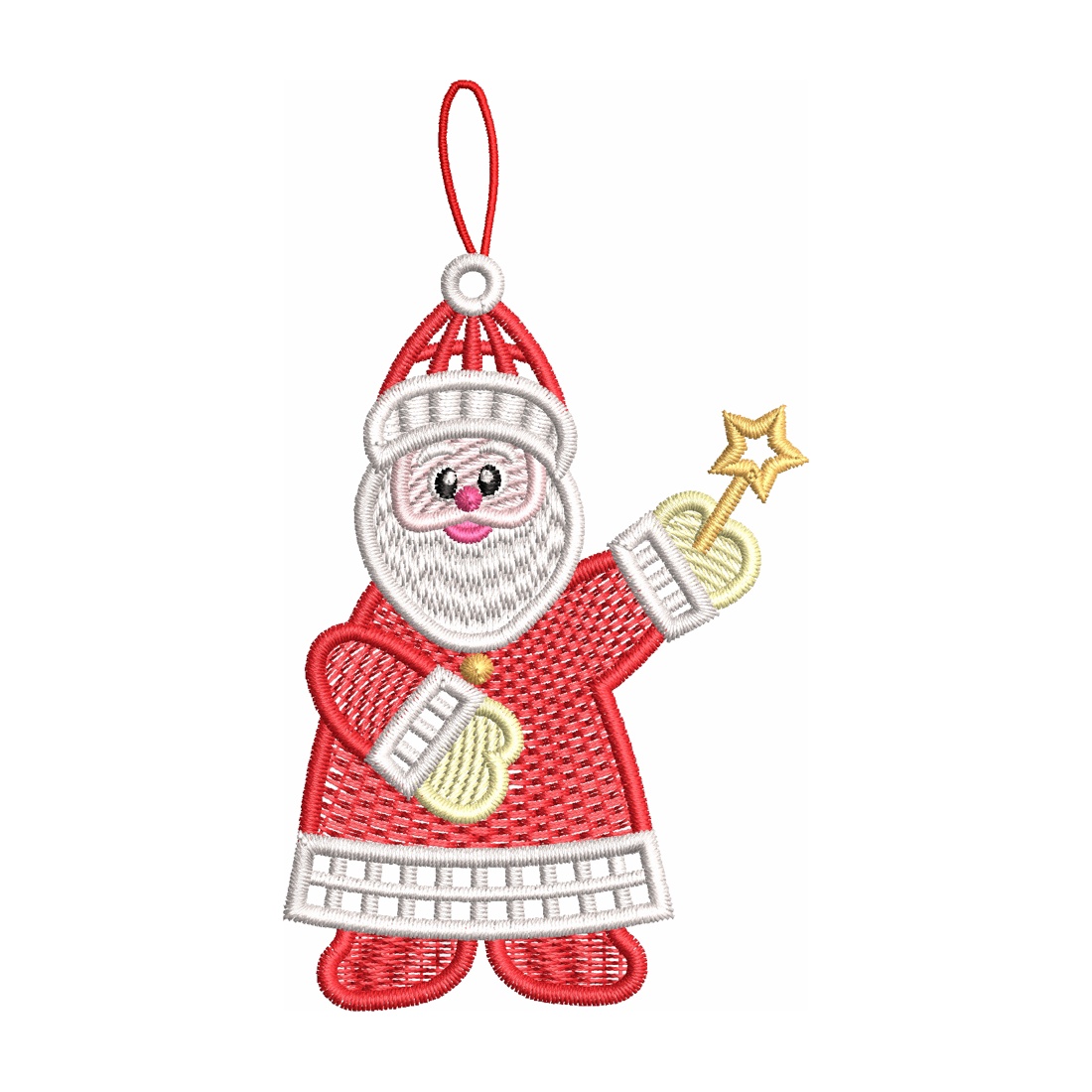 Mos Craciun Brodat 6 - crăciun - decorațiuni de crăciun de casă - figurine pentru pomul de crăciun - Artynos.ro