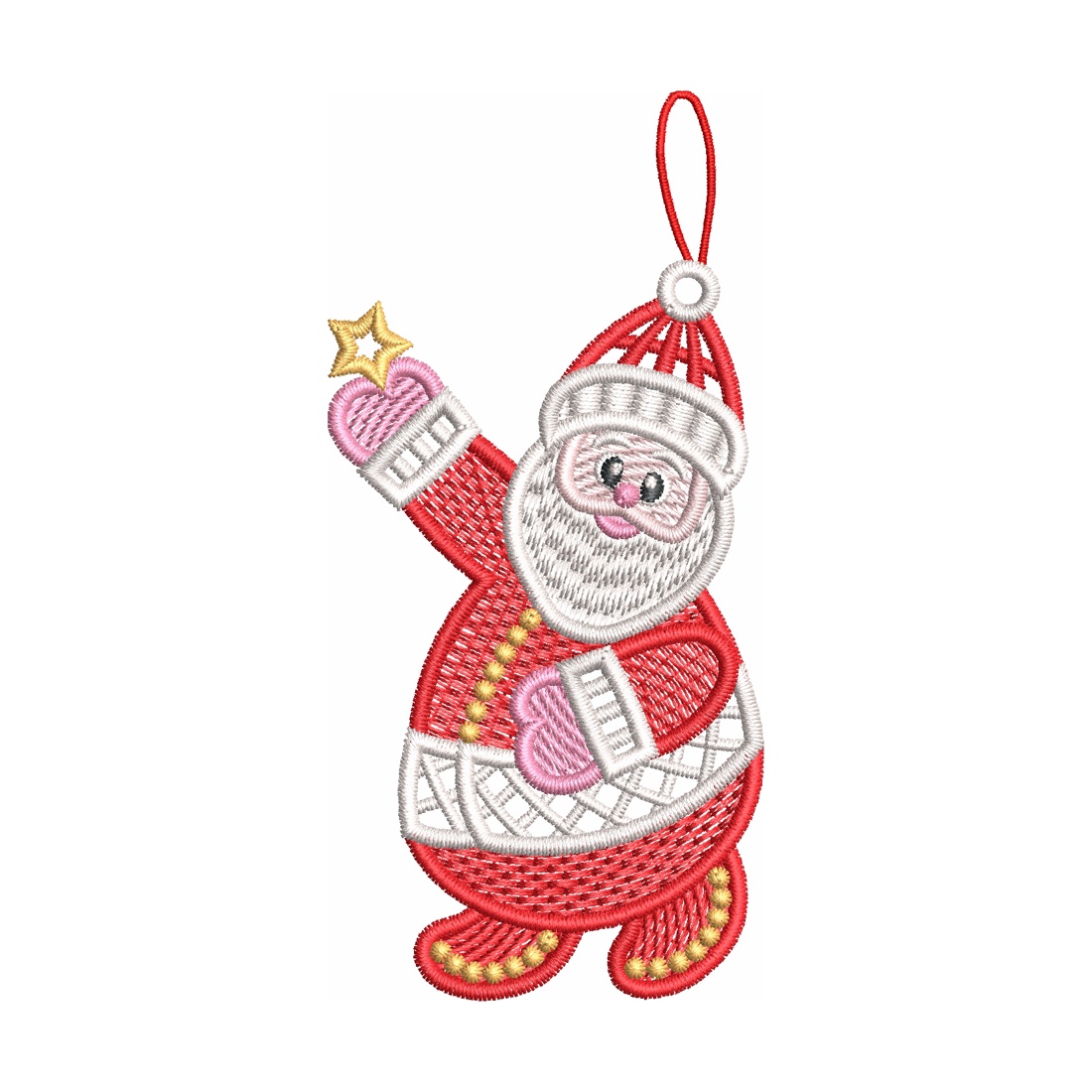 Mos Craciun Brodat 7 - crăciun - decorațiuni de crăciun de casă - figurine pentru pomul de crăciun - Artynos.ro