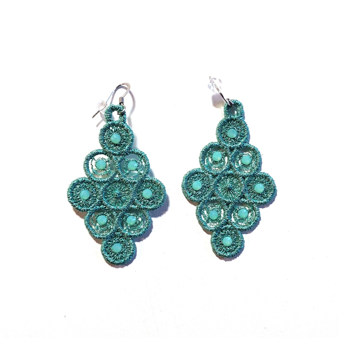 Cercei Romb cu Cristale  - bijuterii - cercei - cercei brodați - Artynos.ro