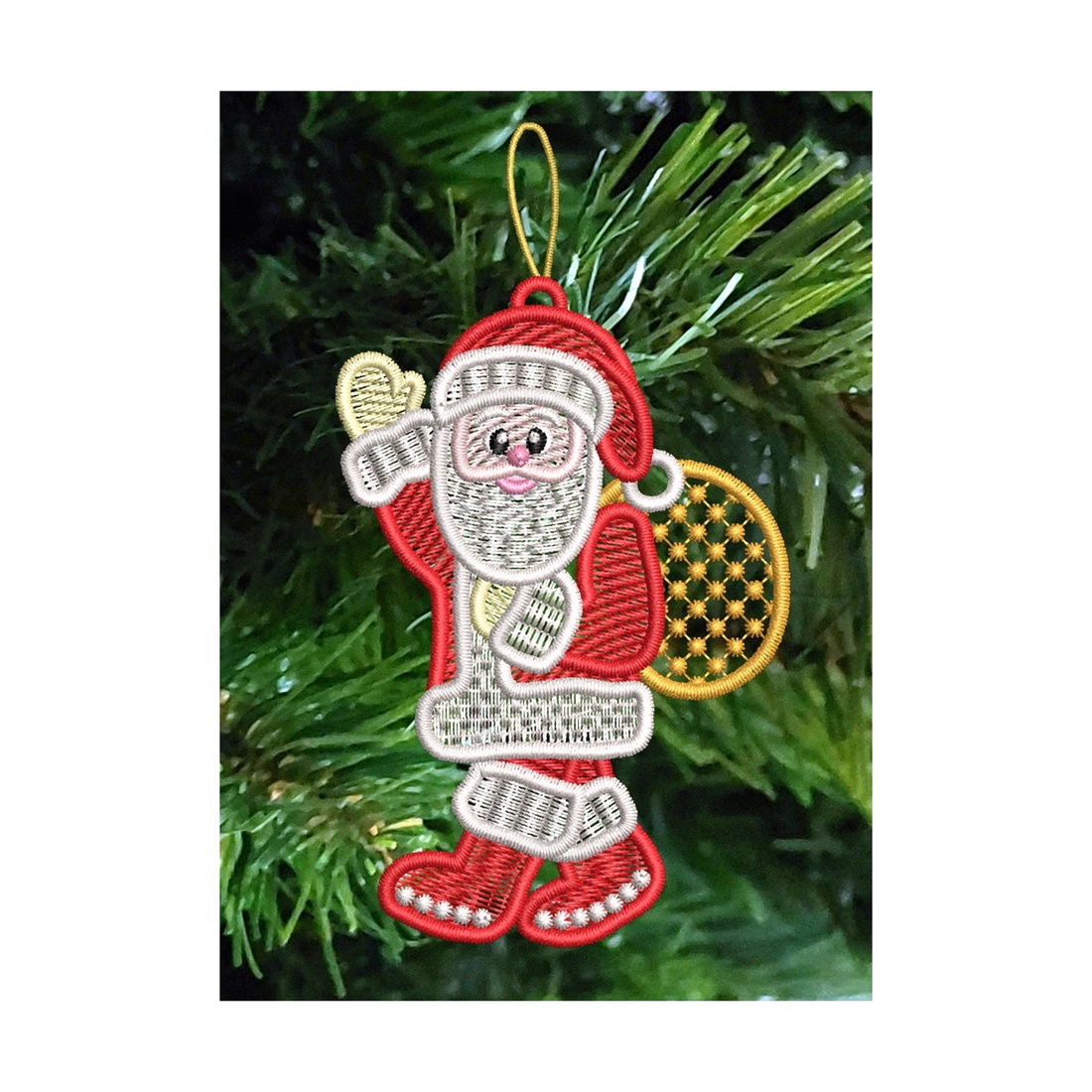 Mos Craciun Brodat 5 - crăciun - decorațiuni de crăciun de casă - figurine pentru pomul de crăciun - Artynos.ro