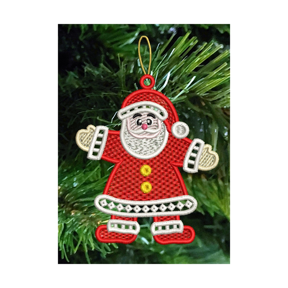 Mos Craciun Brodat 1 - crăciun - decorațiuni de crăciun de casă - figurine pentru pomul de crăciun - Artynos.ro