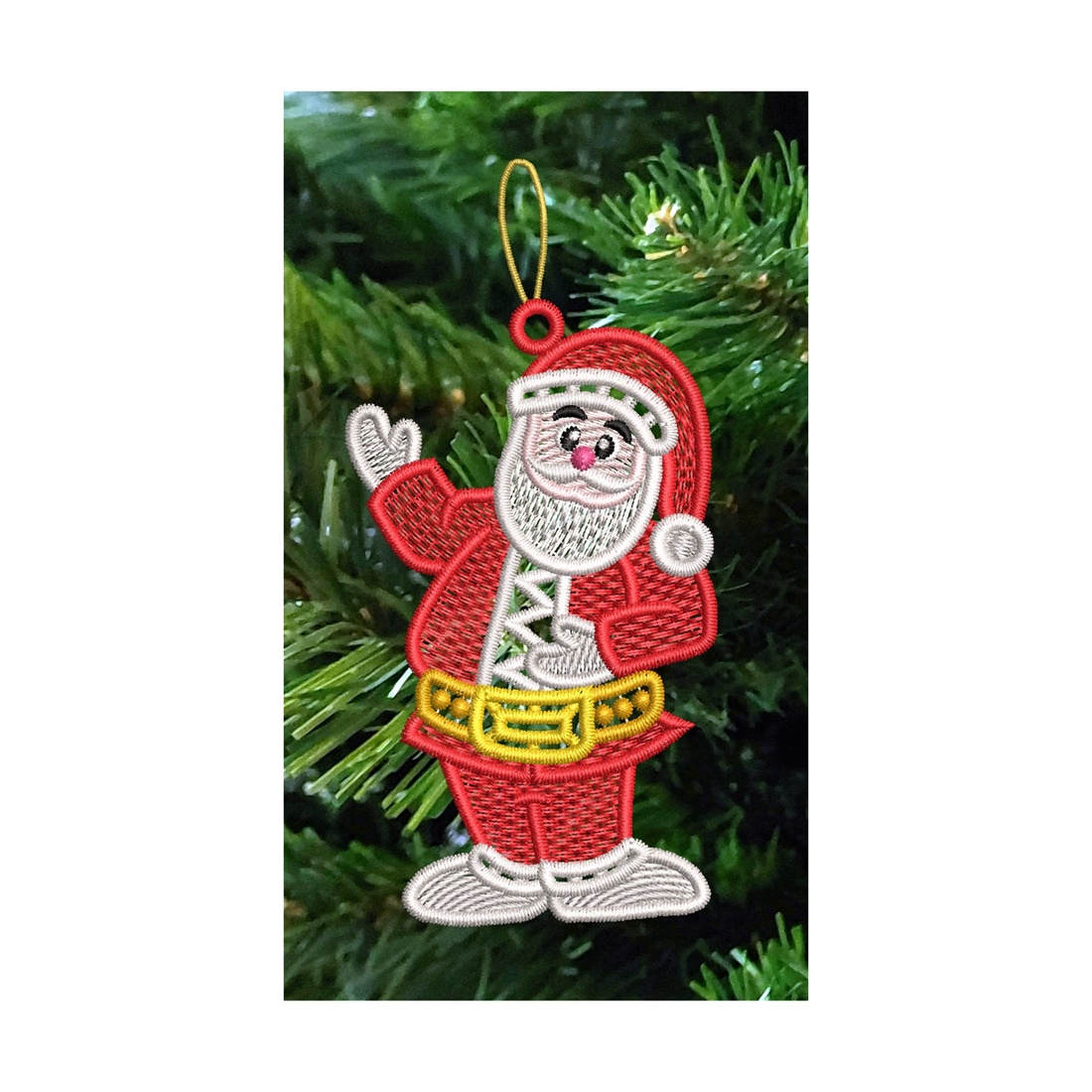 Mos Craciun Brodat 2 - crăciun - decorațiuni de crăciun de casă - figurine pentru pomul de crăciun - Artynos.ro