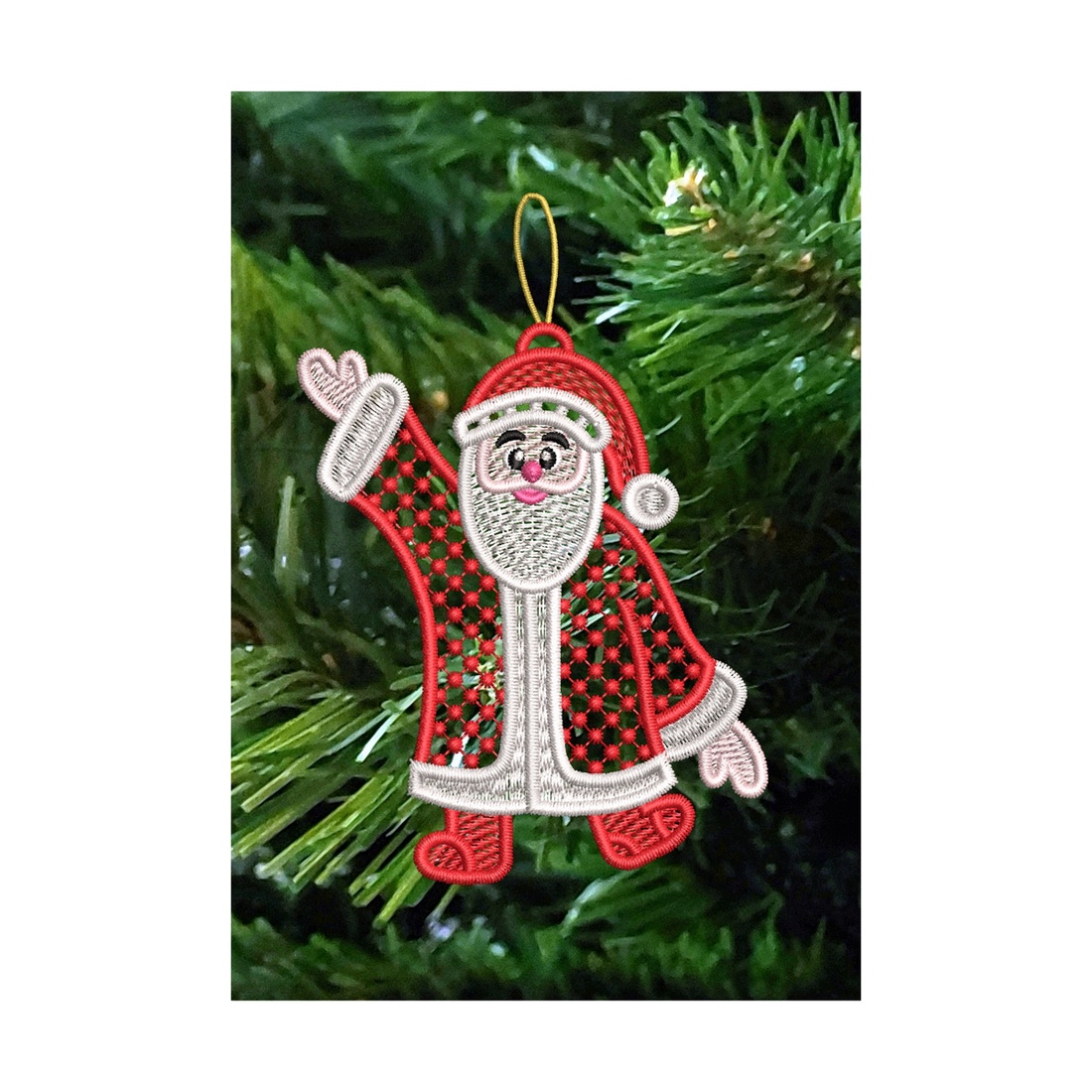 Mos Craciun Brodat 3 - crăciun - decorațiuni de crăciun de casă - figurine pentru pomul de crăciun - Artynos.ro