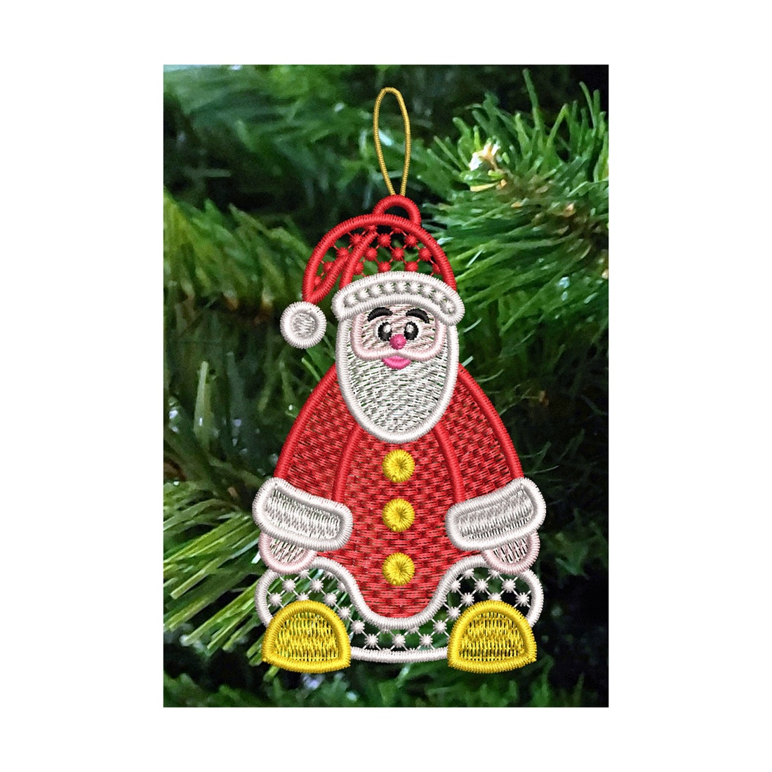 Mos Craciun Brodat 4 - crăciun - decorațiuni de crăciun de casă - figurine pentru pomul de crăciun - Artynos.ro