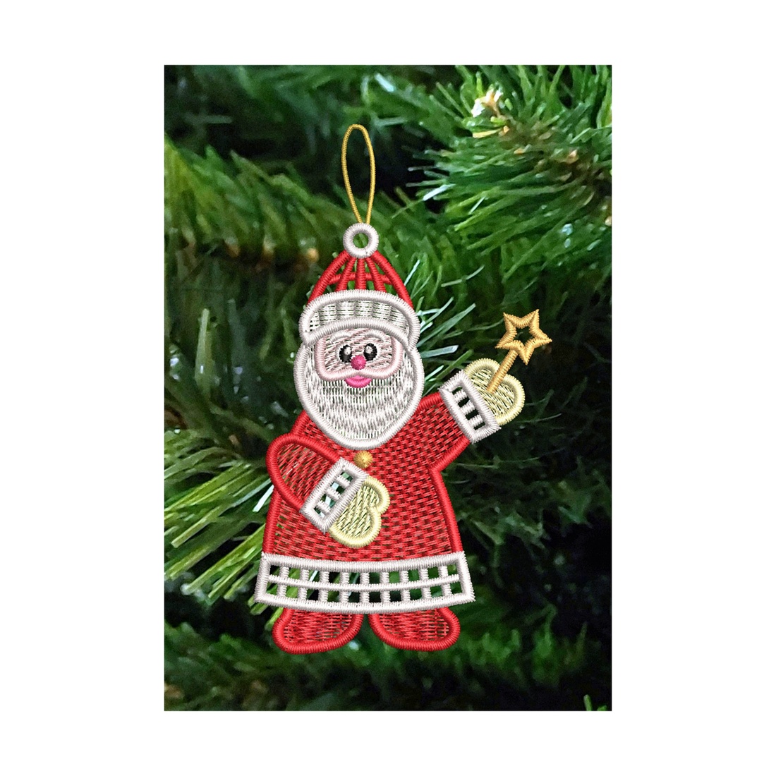 Mos Craciun Brodat 6 - crăciun - decorațiuni de crăciun de casă - figurine pentru pomul de crăciun - Artynos.ro