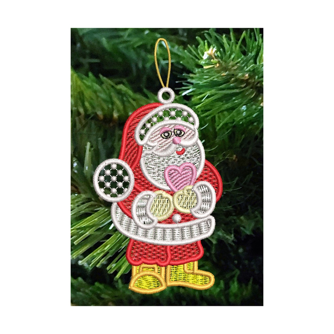 Mos Craciun Brodat 8 - crăciun - decorațiuni de crăciun de casă - figurine pentru pomul de crăciun - Artynos.ro