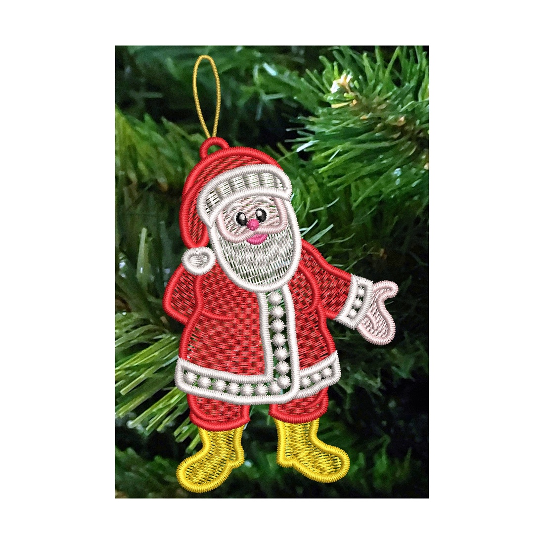 Mos Craciun Brodat 9 - crăciun - decorațiuni de crăciun de casă - figurine pentru pomul de crăciun - Artynos.ro