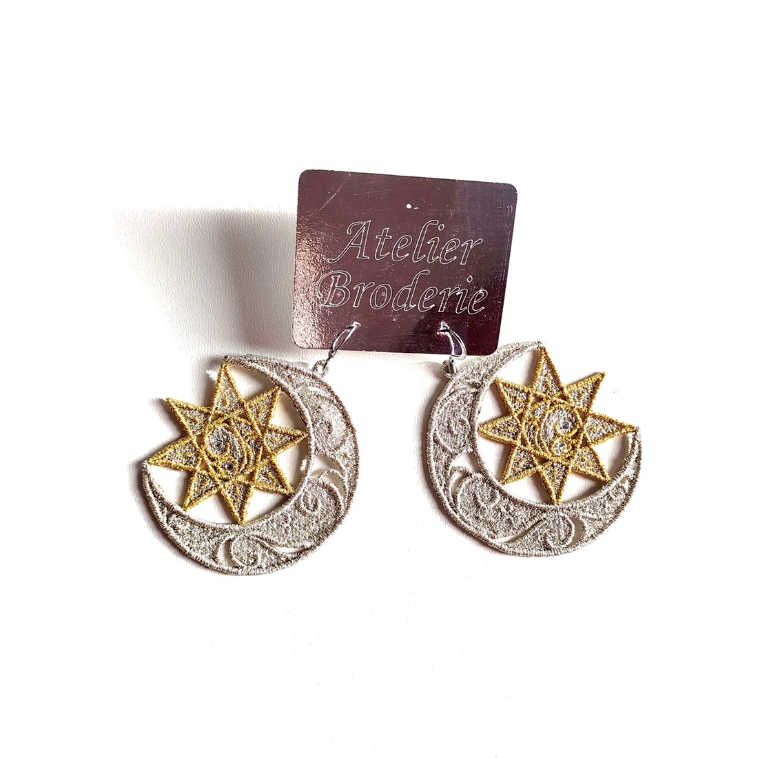 Cercei Luna si Stea - bijuterii - cercei - cercei brodați - Artynos.ro