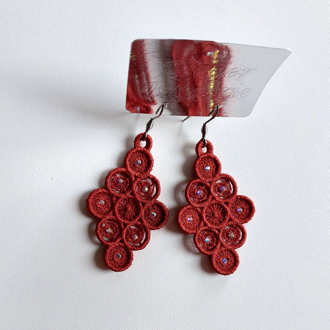 Cercei Romb cu Cristale - bijuterii - cercei - cercei brodați - Artynos.ro