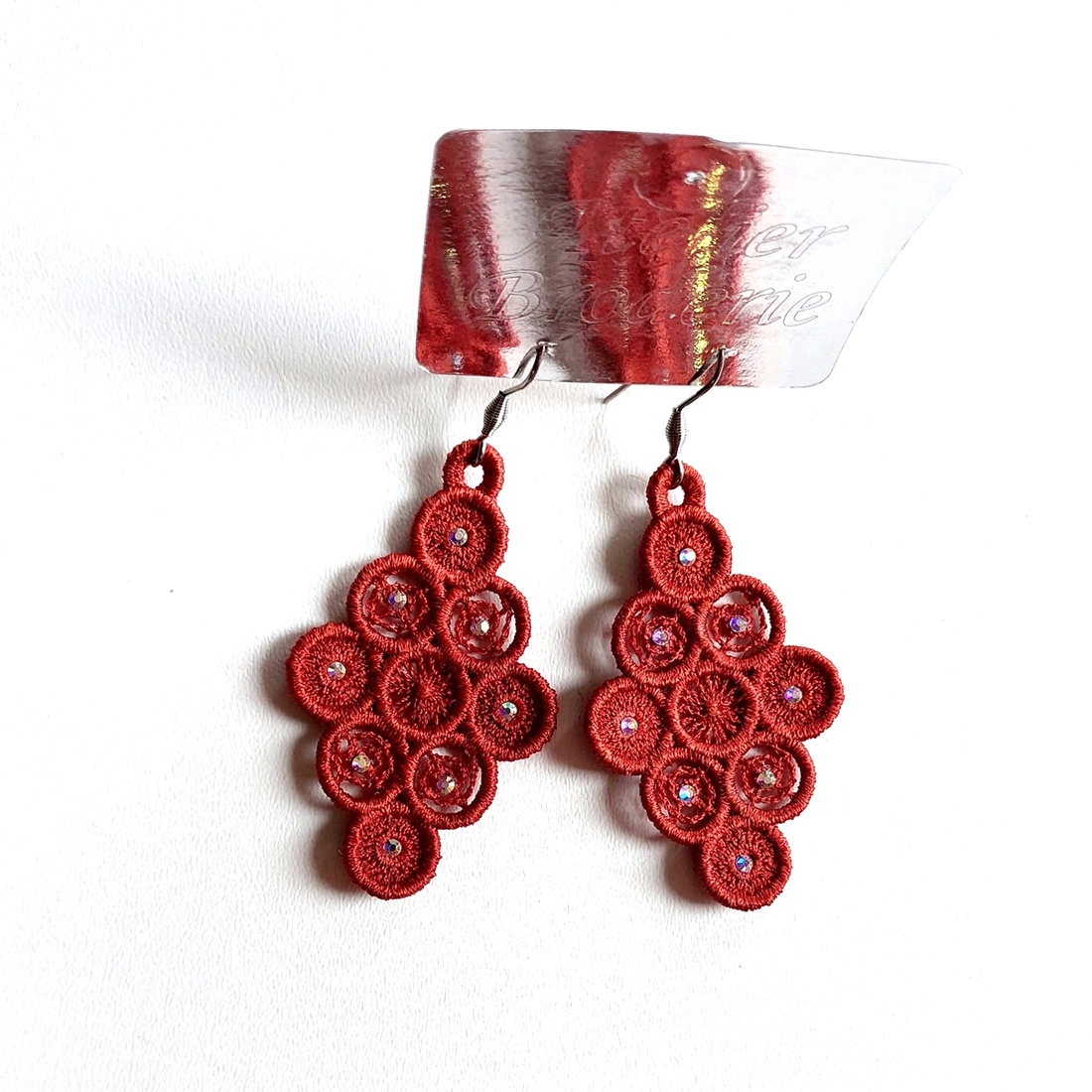 Cercei Romb cu Cristale - bijuterii - cercei - cercei brodați - Artynos.ro