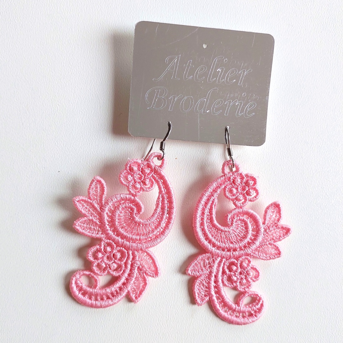 Cercei Roz Parsley  - bijuterii - cercei - cercei brodați - Artynos.ro