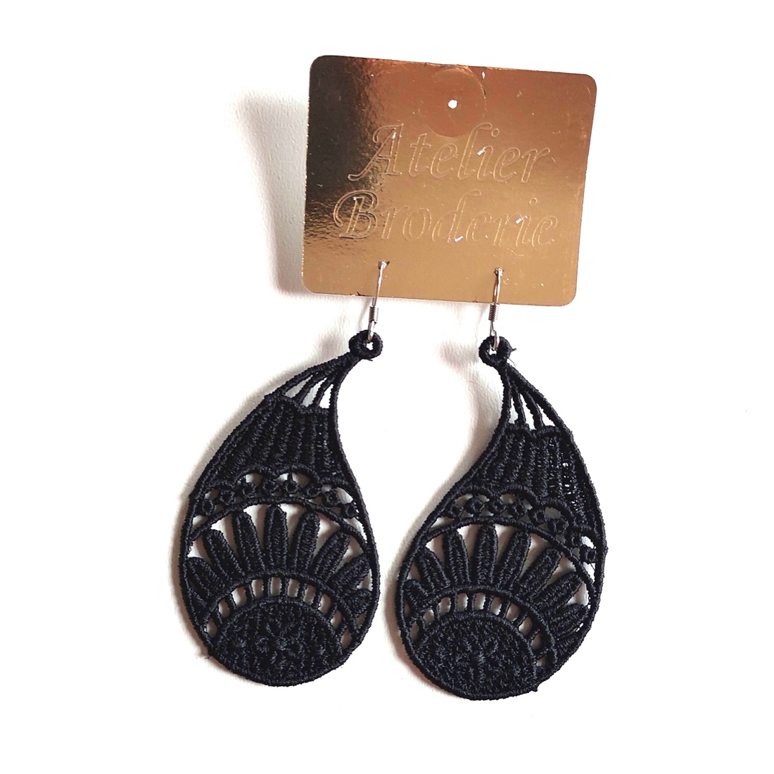 Cercei Negri Paisley  - bijuterii - cercei - cercei brodați - Artynos.ro