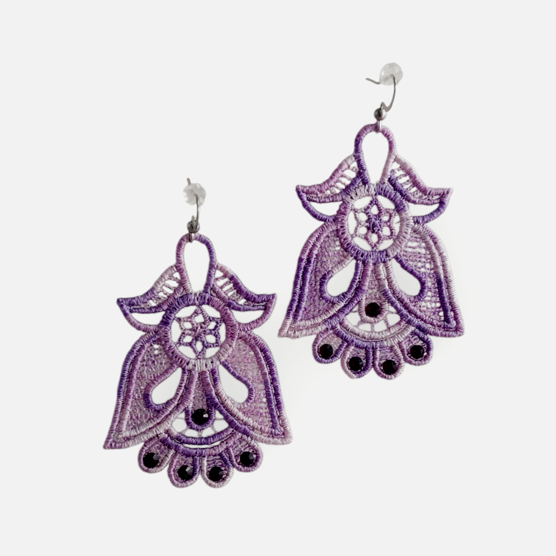 Cercei Flowers Mov degrade cu cristale - bijuterii - cercei - cercei brodați - Artynos.ro