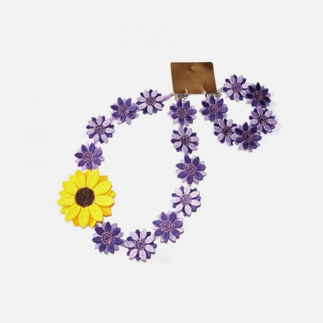 Set Flori 3D Mov Degrade Colier si Cercei - bijuterii - seturi de bijuterii - Artynos.ro
