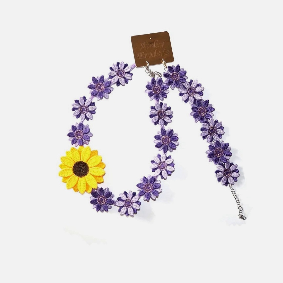 Set Flori 3D Mov Degrade Colier si Cercei - bijuterii - seturi de bijuterii - Artynos.ro