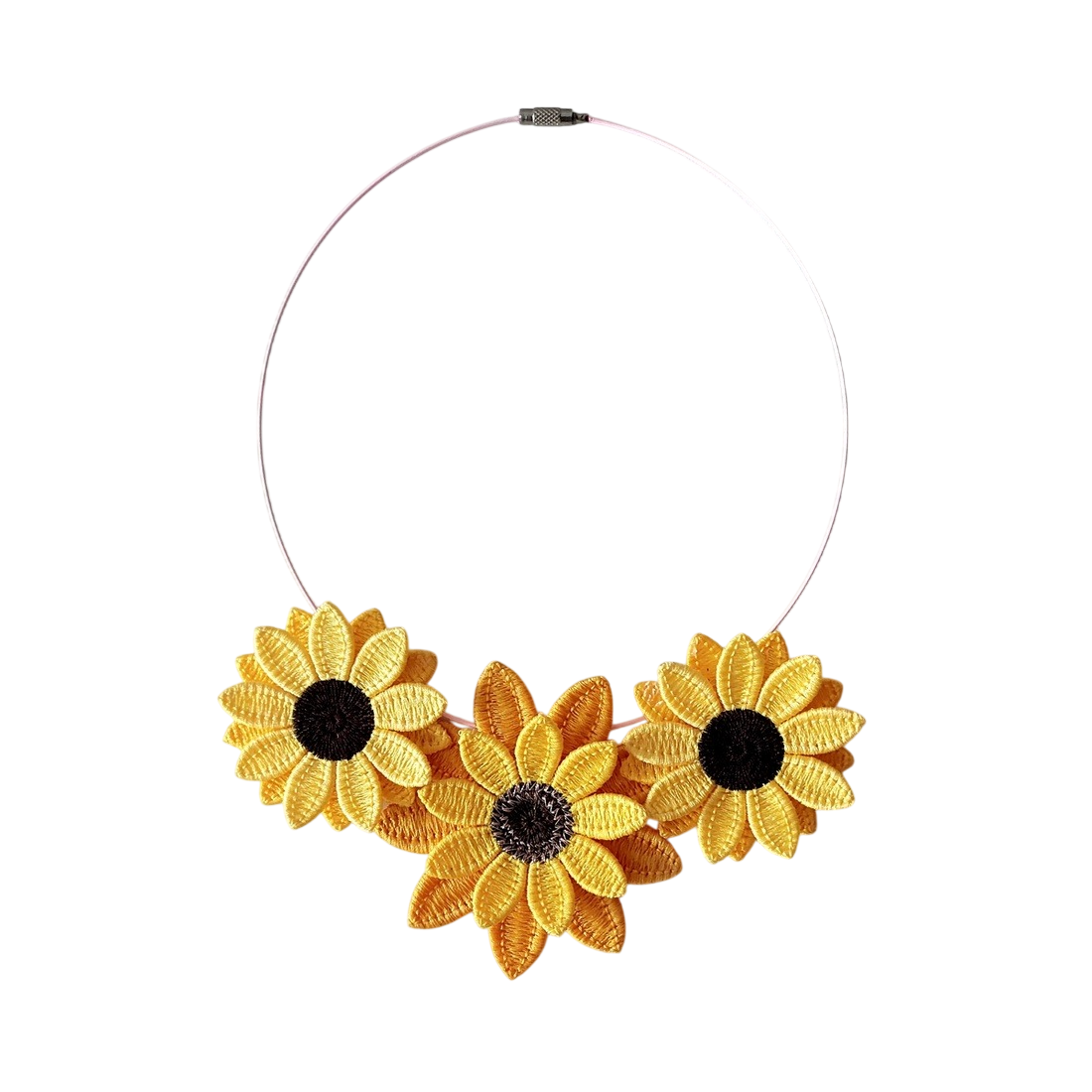 Colier cu floarea soarelui 3D - bijuterii - coliere - coliere brodate - Artynos.ro
