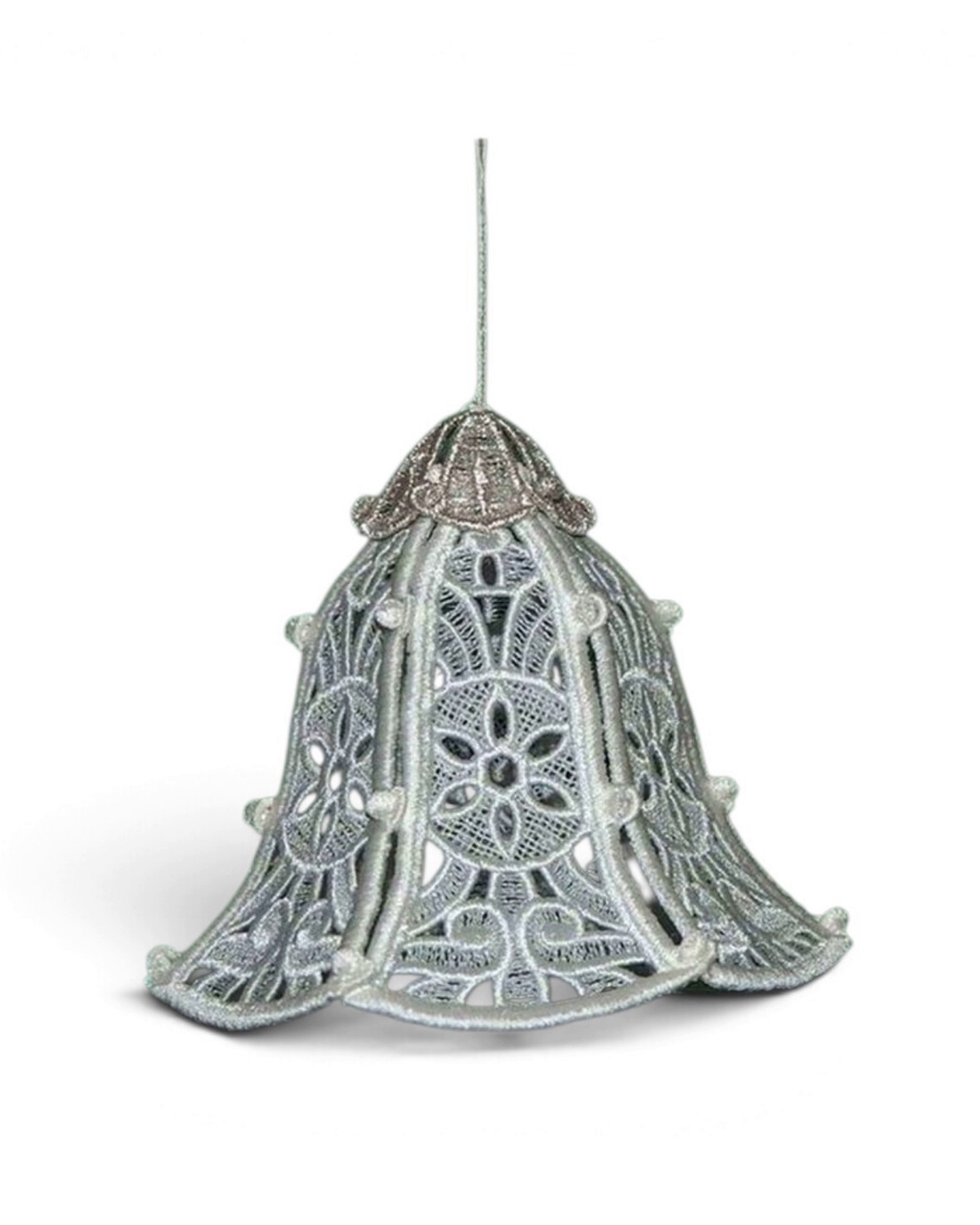 Clopotel 3D brodat alb - crăciun - decorațiuni de crăciun de casă - globuri de crăciun - Artynos.ro