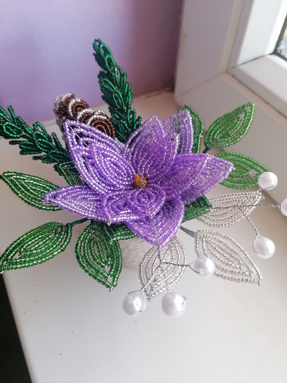 Decorațiuni de masă de Crăciun, poinsettia în perle - casă & stil de viață - accesorii pentru decorat casa - suport de flori - buchete de flori - Artynos.ro