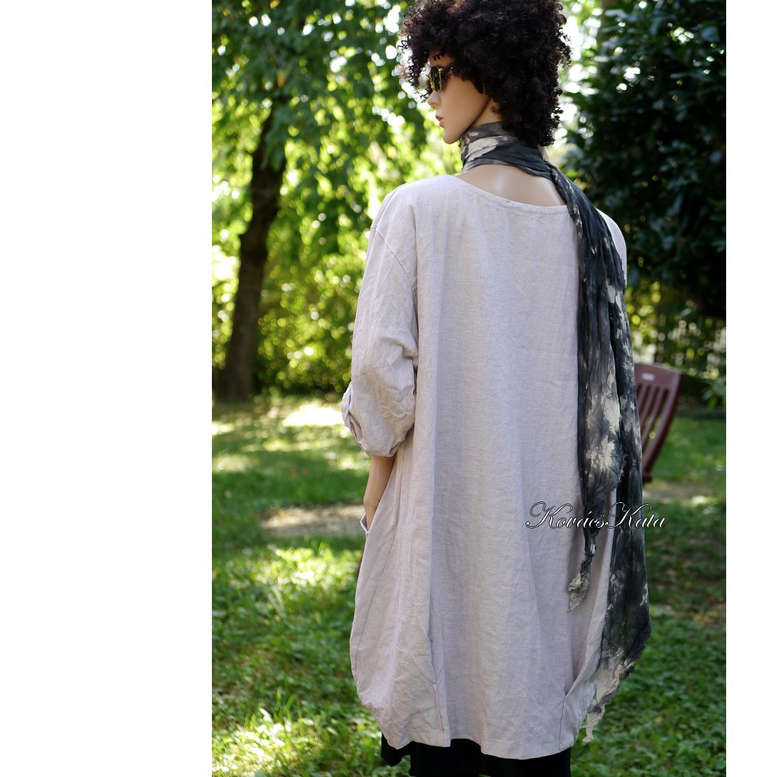 DIRTY ROSE - tunică artsy din in, rochie cu design lagenlook - îmbrăcăminte și modă - haine damă - tunică - Artynos.ro