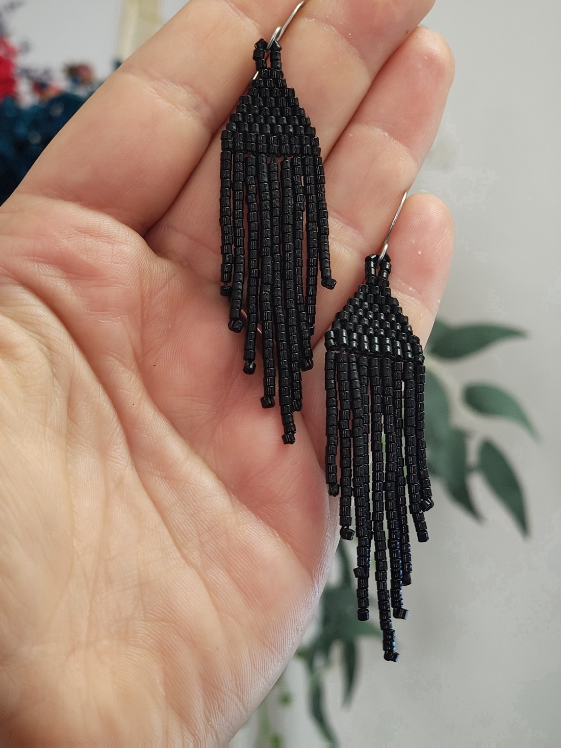 Cercei franjuri mărgele Myiuki - black - bijuterii - cercei - Artynos.ro