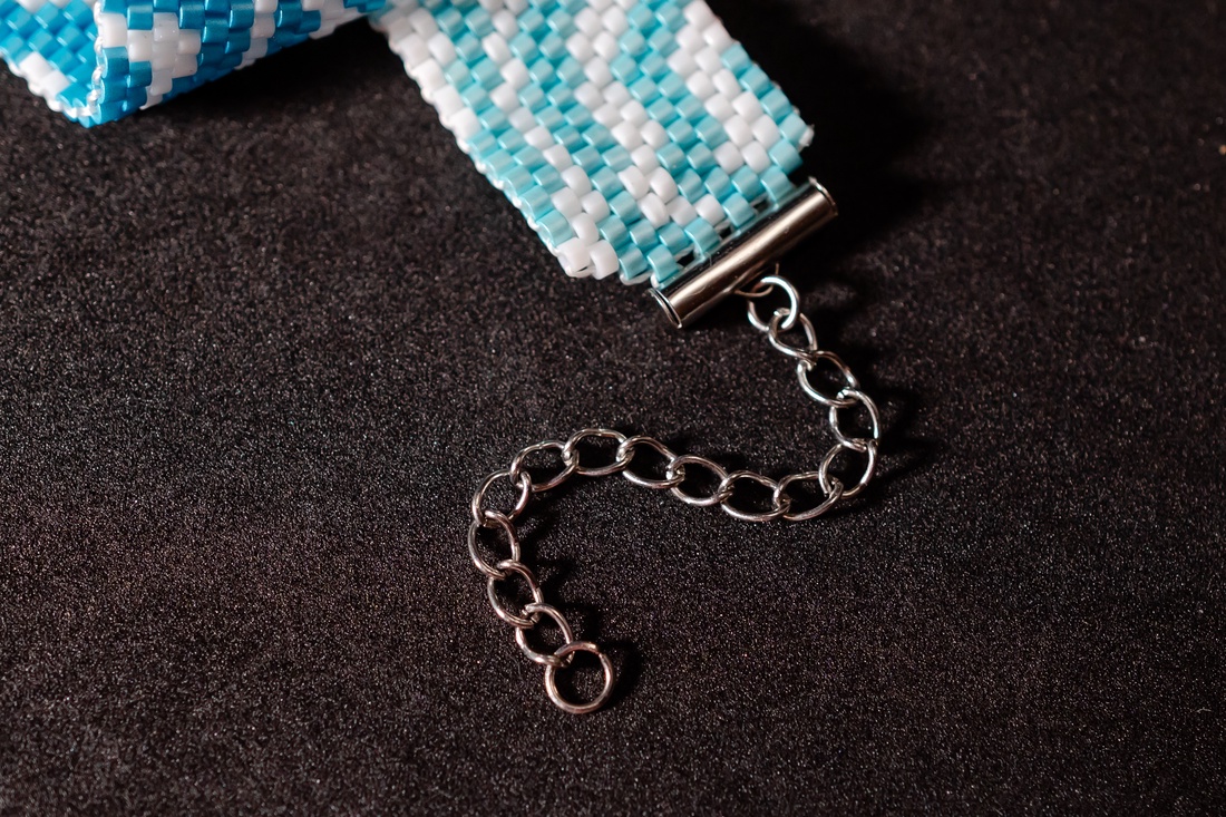 Brățară țesută mărgele miyuki - model Blue Zebra - bijuterii - brățări - brățări din mărgele - Artynos.ro