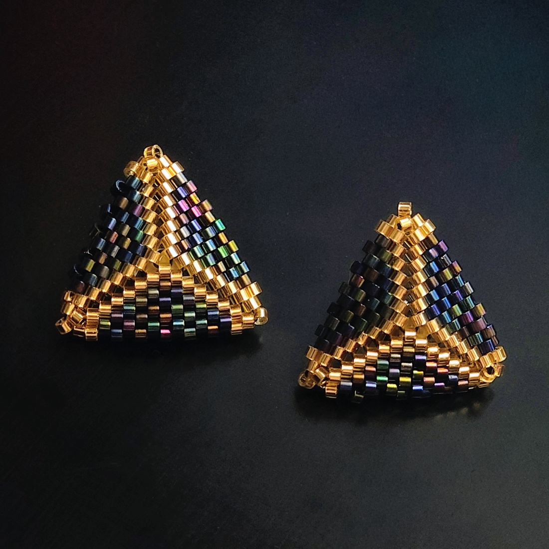 Cercei statement eleganți 3D țesuți din mărgele myiuki - bijuterii - cercei - cercei din mărgele - Artynos.ro