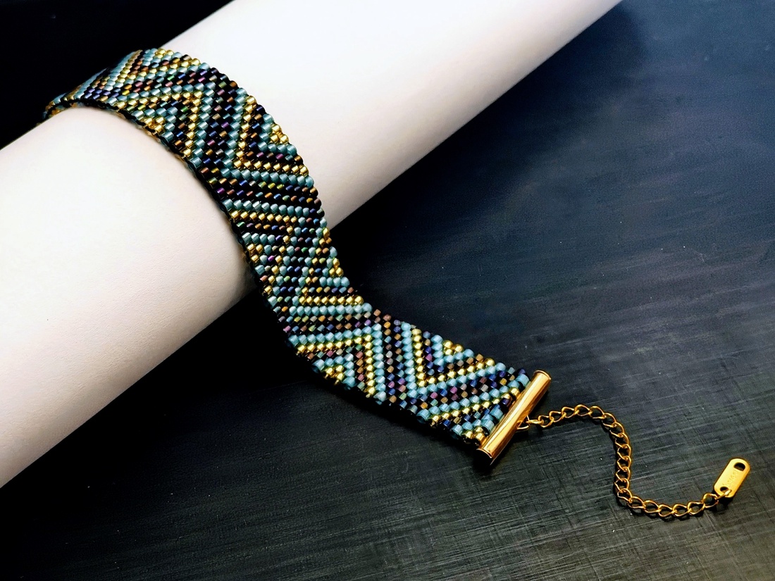 Brățară țesută mărgele miyuki - model geometric - bijuterii - brățări - brățări din mărgele - Artynos.ro