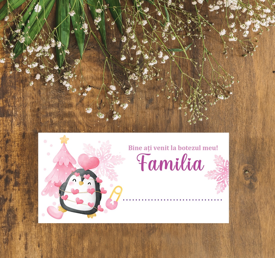 Plic de bani pentru botez model pinguin roz, iarna, baby girl - accesorii nuntă - amintiri și cadouri de nuntă - cadou nuntă - plic de bani, card - Artynos.ro Plic de bani pentru botez model pinguin roz, iarna, baby girl - accesorii nuntă - amintiri și cadouri de nuntă - cadou nuntă - plic de bani, card - Artynos.ro
