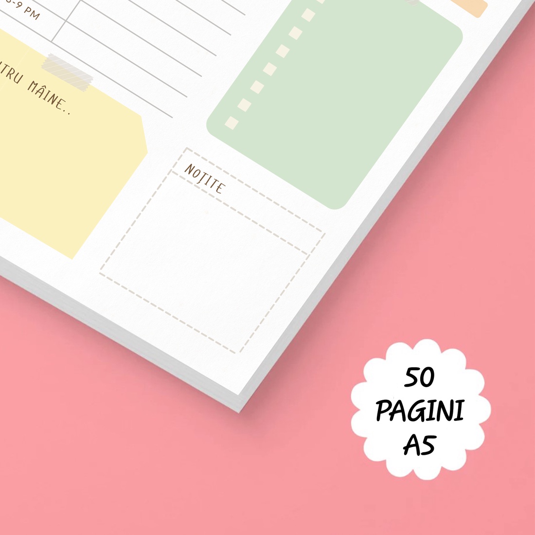 Set Carnet Planificator A5 si creion, priotitati si notite, 50 pag hartie premium 90gsm, suport din carton - casă & stil de viață - papetărie de hârtie - caiete și jurnal - Artynos.ro