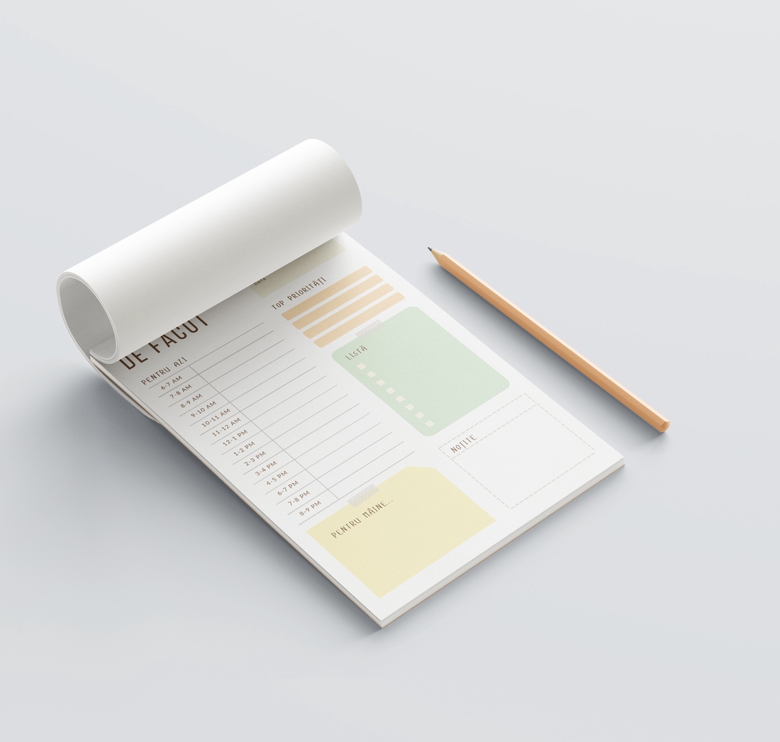 Set Carnet Planificator A5 si creion, priotitati si notite, 50 pag hartie premium 90gsm, suport din carton - casă & stil de viață - papetărie de hârtie - caiete și jurnal - Artynos.ro