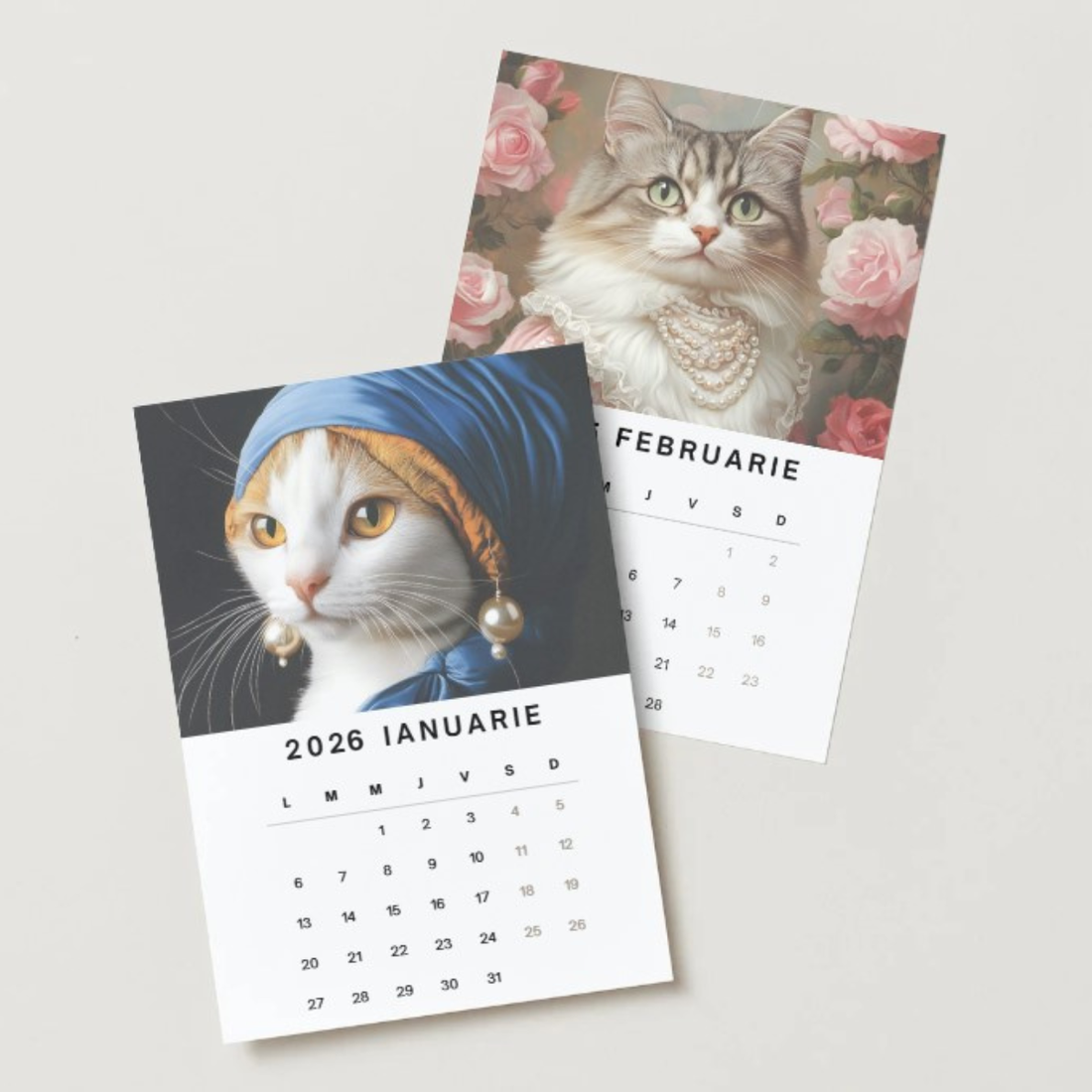 Calendar cu pisici elegante, 2026, calendar de birou cu suport negru - casă & stil de viață - papetărie de hârtie - calendar și planificator - Artynos.ro