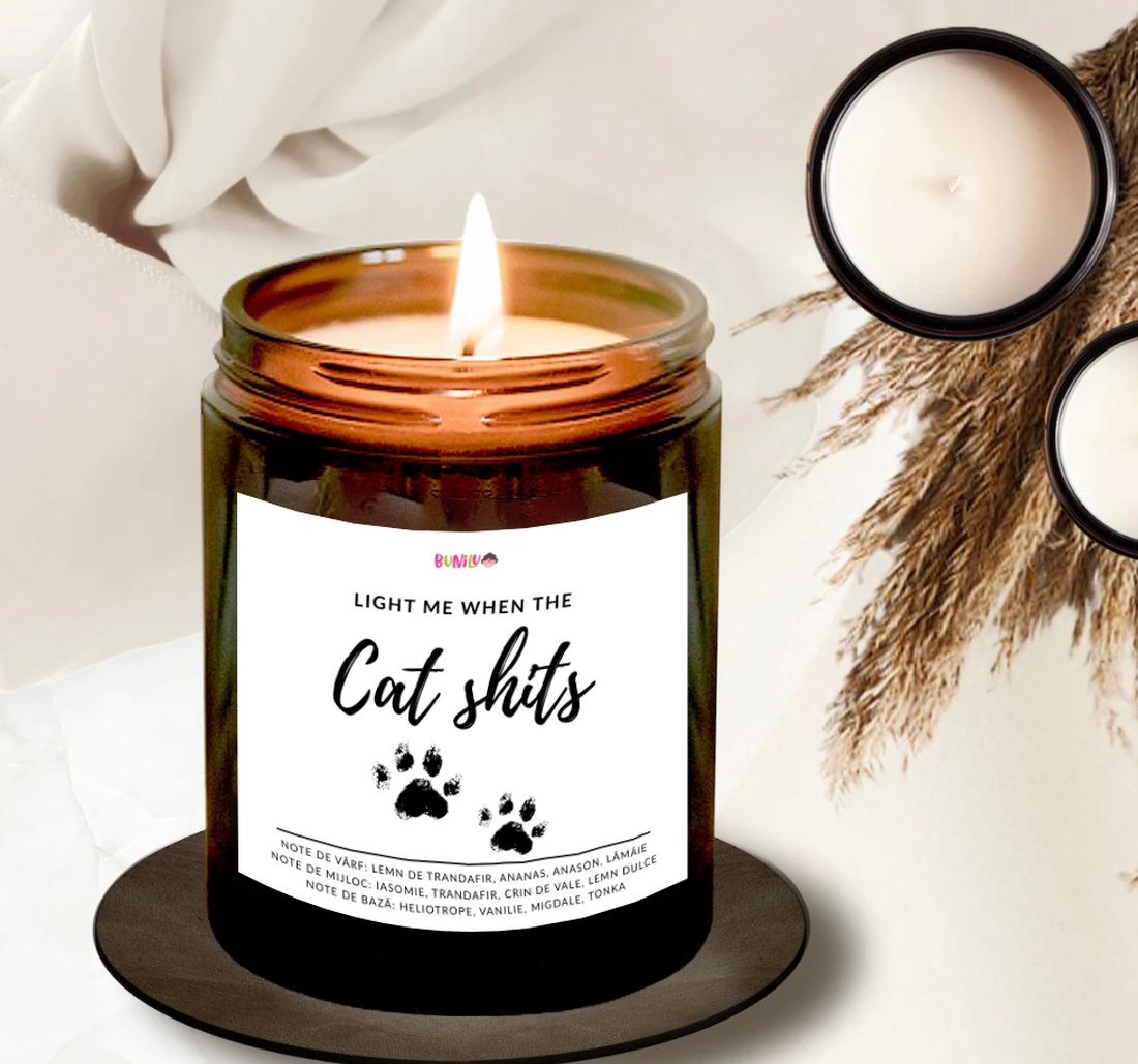 Lumanare parfumata BUNILU, ceara de soia naturala, recipient sticla cu capac, eticheta amuzanta, 150 ml - casă & stil de viață - lumânări, parfumuri, arome - lumânări artizanale - Artynos.ro