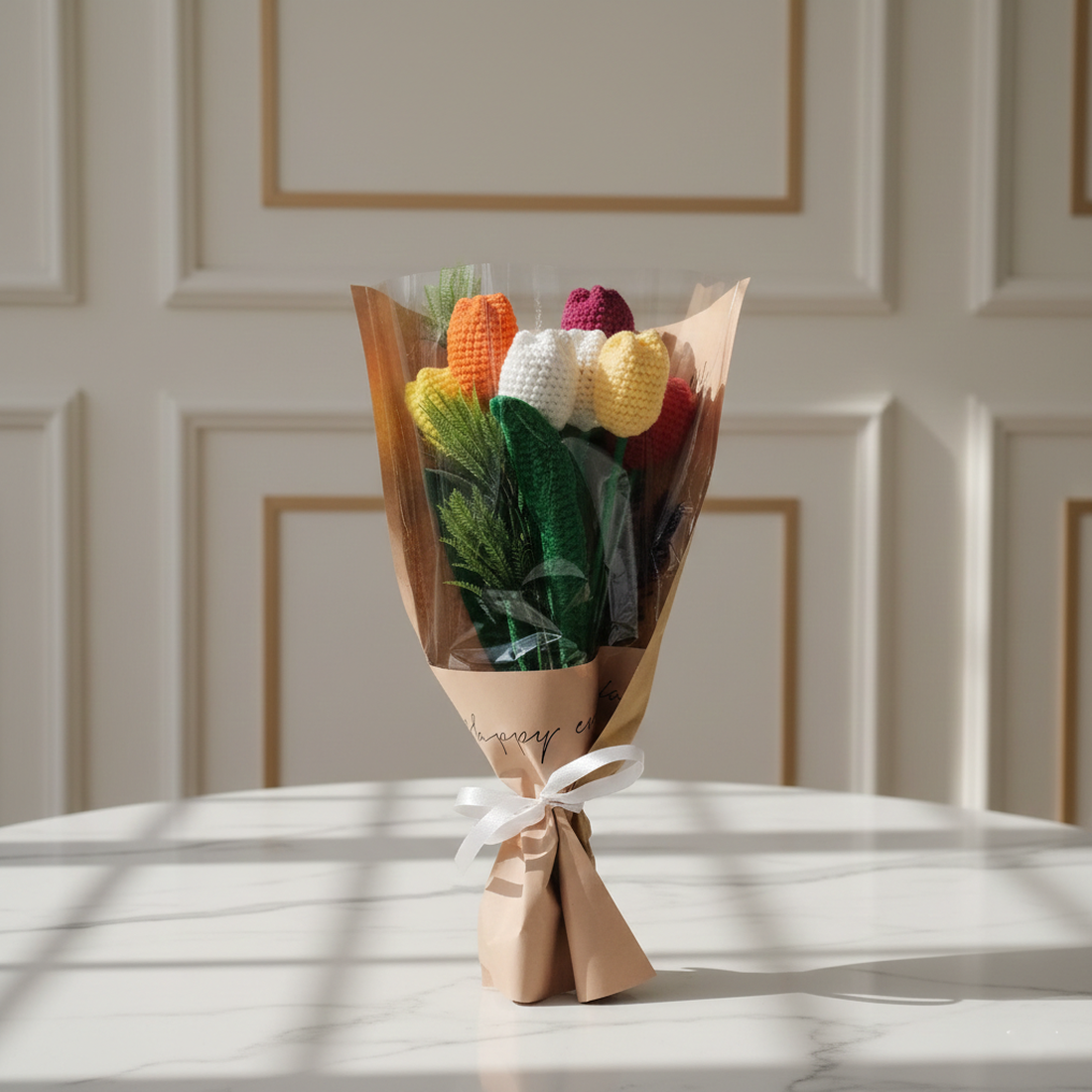 Buchet lalele crosetate � flori crosetate multicolore - casă & stil de viață - decorațiuni de casă - accesorii florale - buchete de flori - Artynos.ro