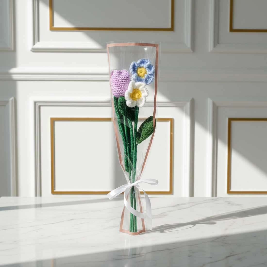 Buchet flori crosetate � lalea mov si margarete - casă & stil de viață - decorațiuni de casă - accesorii florale - buchete de flori - Artynos.ro