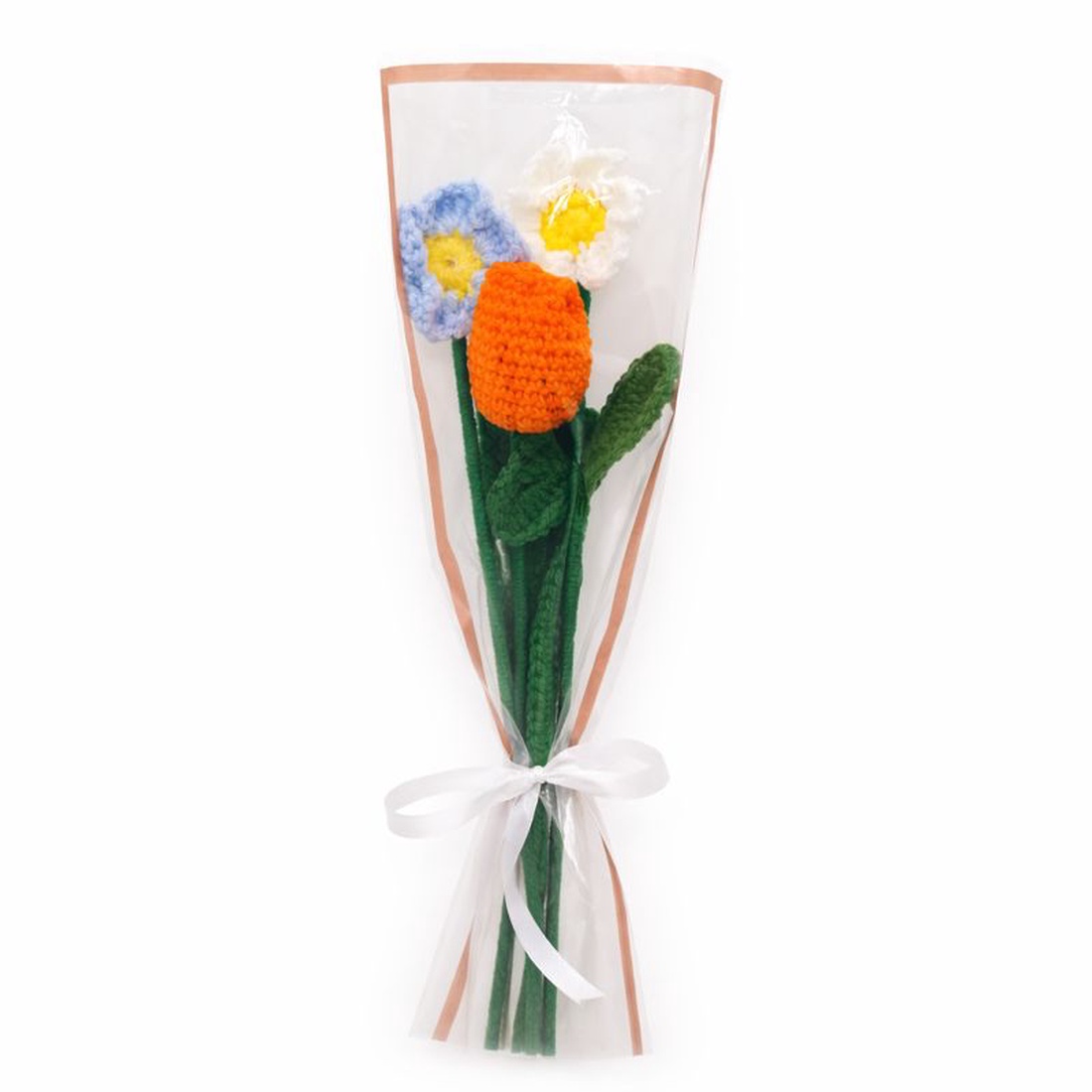 Buchet flori crosetate � lalea portocalie si margarete - casă & stil de viață - decorațiuni de casă - accesorii florale - buchete de flori - Artynos.ro