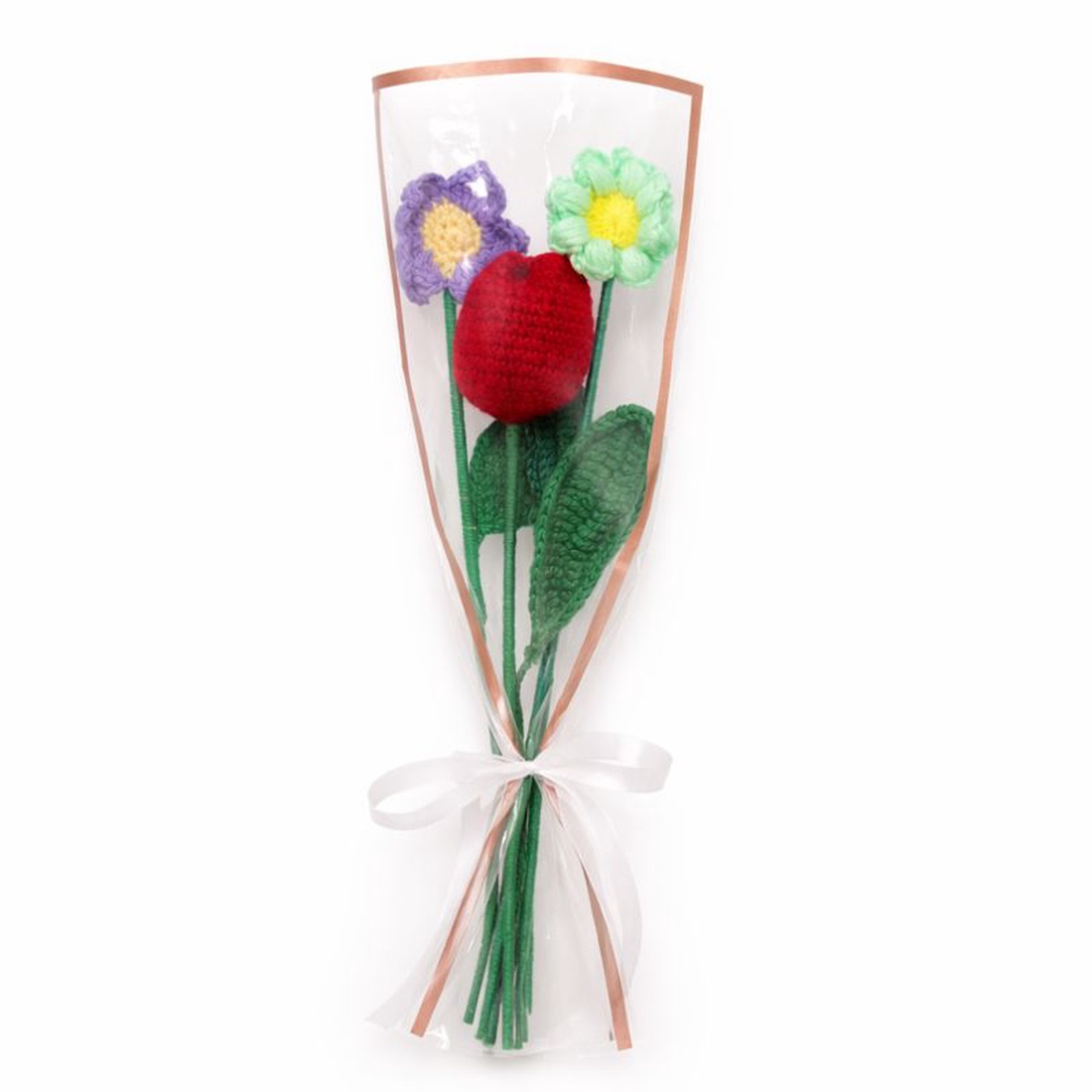 Buchet flori crosetate � lalea rosie si margarete - casă & stil de viață - decorațiuni de casă - accesorii florale - buchete de flori - Artynos.ro