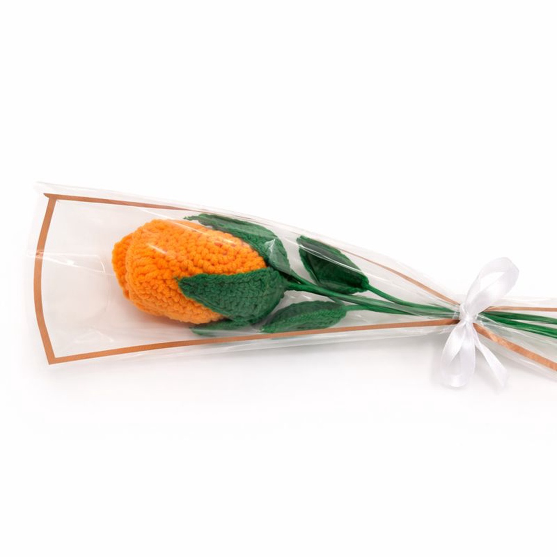 Trandafir portocaliu, floare textila ambalata - casă & stil de viață - decorațiuni de casă - accesorii florale - buchete de flori - Artynos.ro