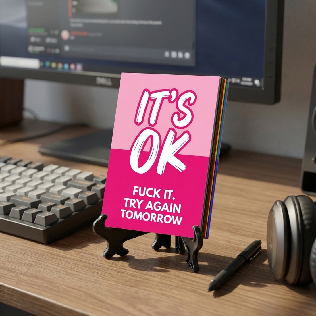 Set 32 Cartonașe Motivationale + Stand , Positive F-cking Vibes - casă & stil de viață - produse de papetărie - copertă de carte și caiet - Artynos.ro