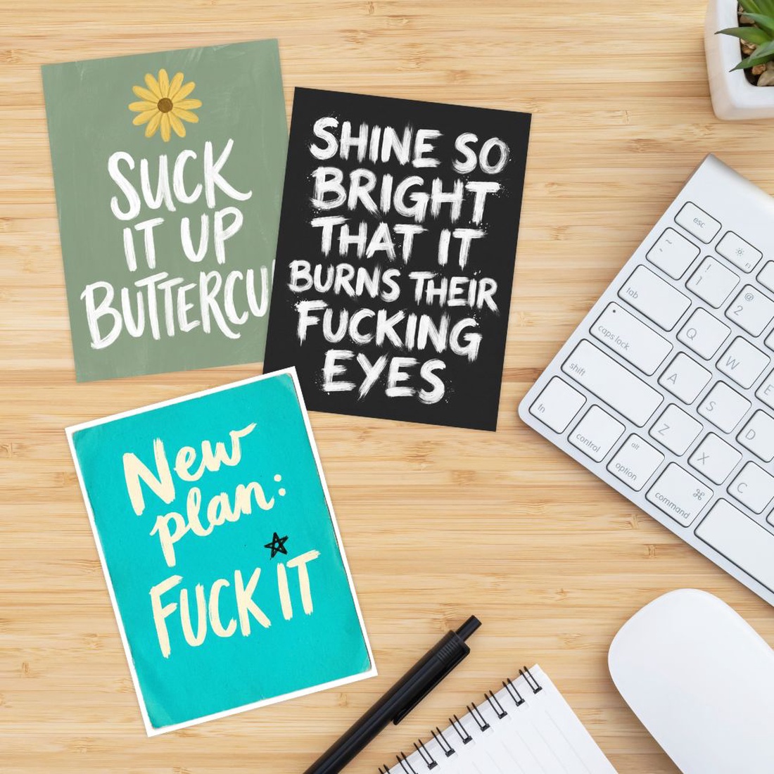 Set 32 Cartonașe Motivationale + Stand , Positive F-cking Vibes - casă & stil de viață - produse de papetărie - copertă de carte și caiet - Artynos.ro
