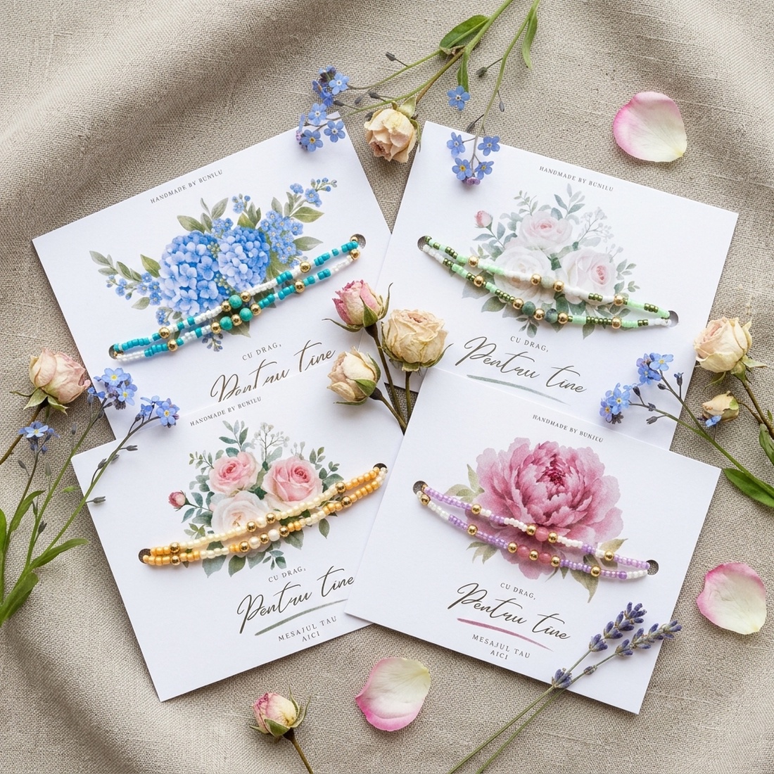 Brățară Personalizabilă cu Pietre Naturale, Mărgele Colorate și Cartonaș cu mesaj - bijuterii - brățări - brățări din pietre semiprețioase - Artynos.ro