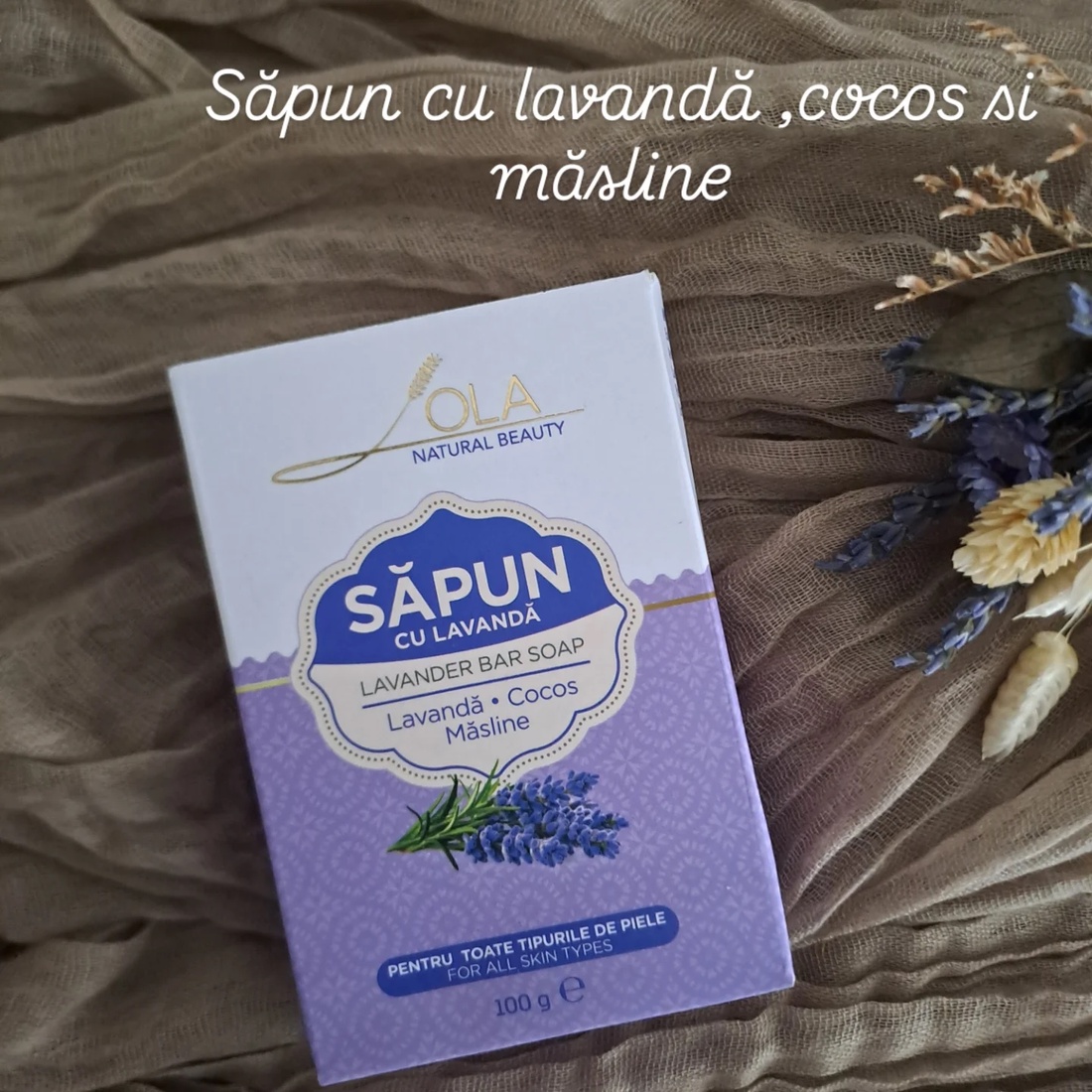 Săpun cu lavandă,cocos și măsline Lola Natural Beauty - igienă și înfrumusețare - săpunuri și articole de igienă - bureți de baie - Artynos.ro