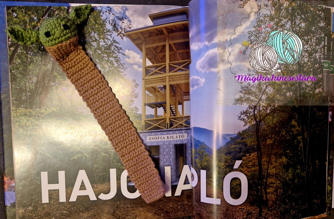 Semn de carte Yoda croșetat - cărți și creații cu tematică muzicală, cadouri - semn de carte - Artynos.ro