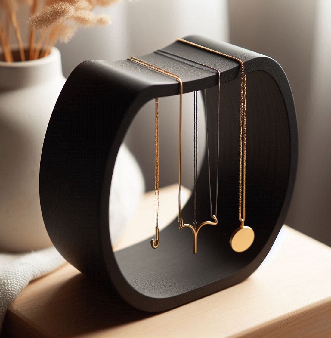 Suport elegant pentru coliere, suport pentru bijuterii � Design curbat, suport pentru bijuterii imprimat 3D pentru coliere, suport minimalist pentru bijuterii -  - Artynos.ro