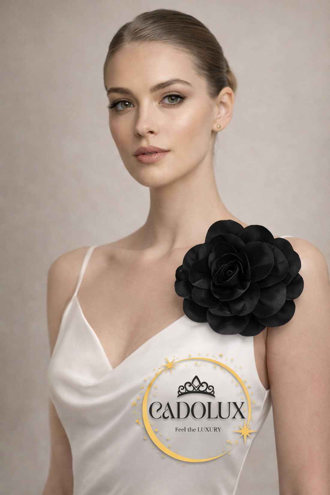 Brosa florala Black Royale Oversize Cadolux - bijuterii - broșe - Artynos.ro