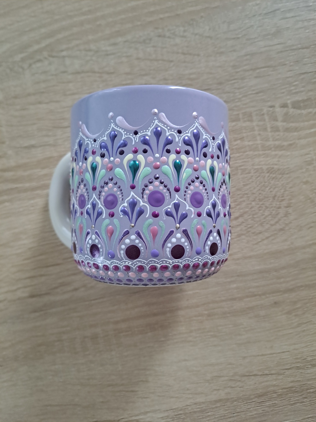 Cana  pictata cu model mandala - crăciun - cadouri de moș crăciun - costume de moș crăciun - Artynos.ro