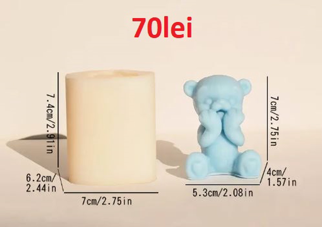 Matrite din Silicon pentru Marturii Botez Ursulet  lumanari, sapun, ipsos - accessorii și unelte - materie primă mixtă - lumânare - Artynos.ro